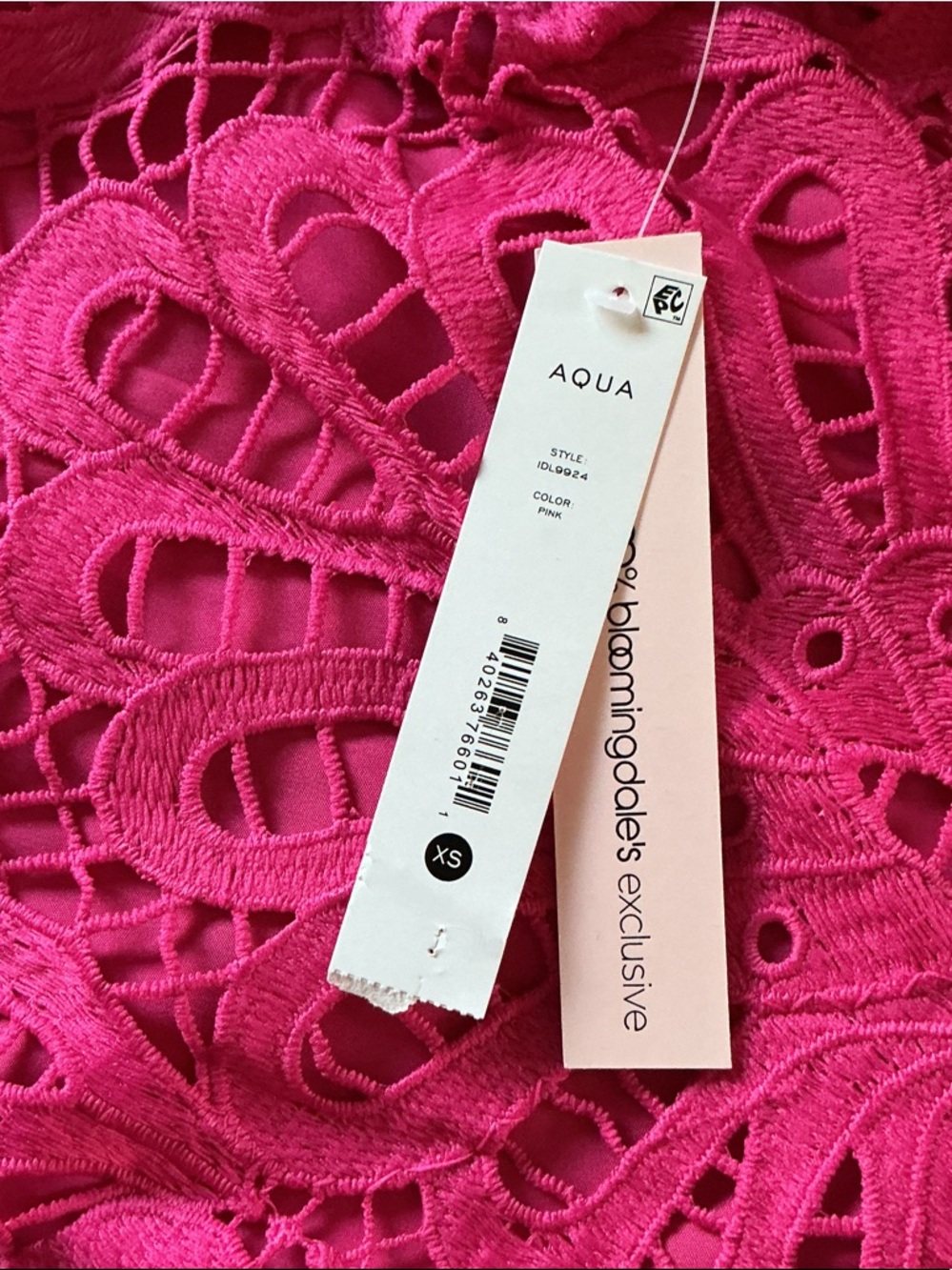Aqua Bright Pink Lace Cutout Mini Dress - Picture 2 of 2
